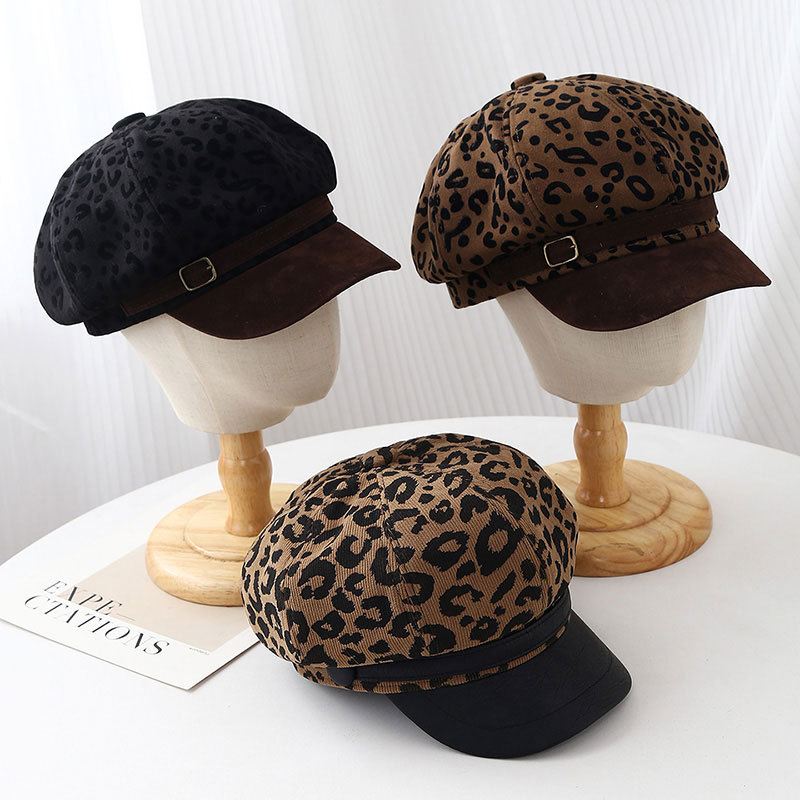 Vintage Fashion Hats - Berretto Vintage con Stampa Leopardata Retrò,