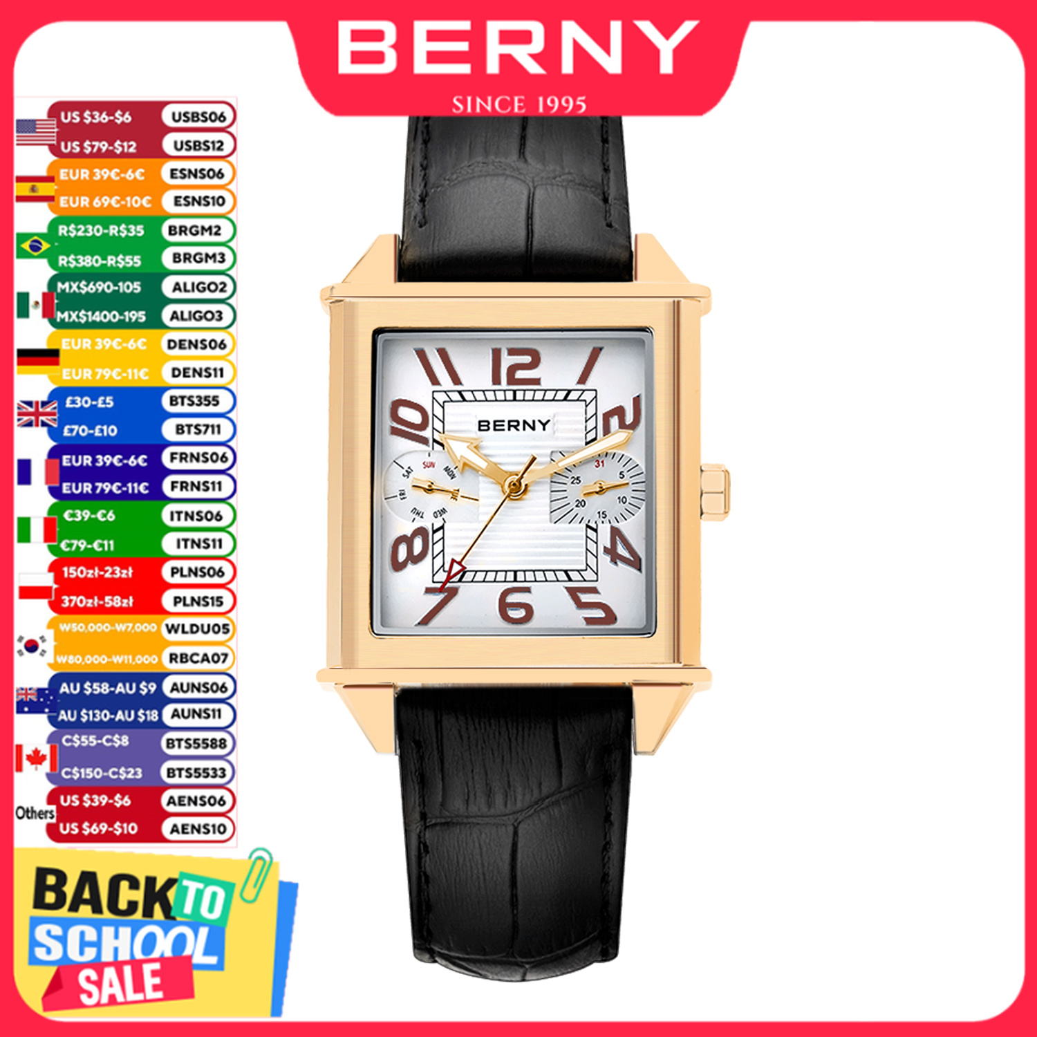 Vintage Fashion Complete - BERNY 6P25 Orologio al Quarzo da