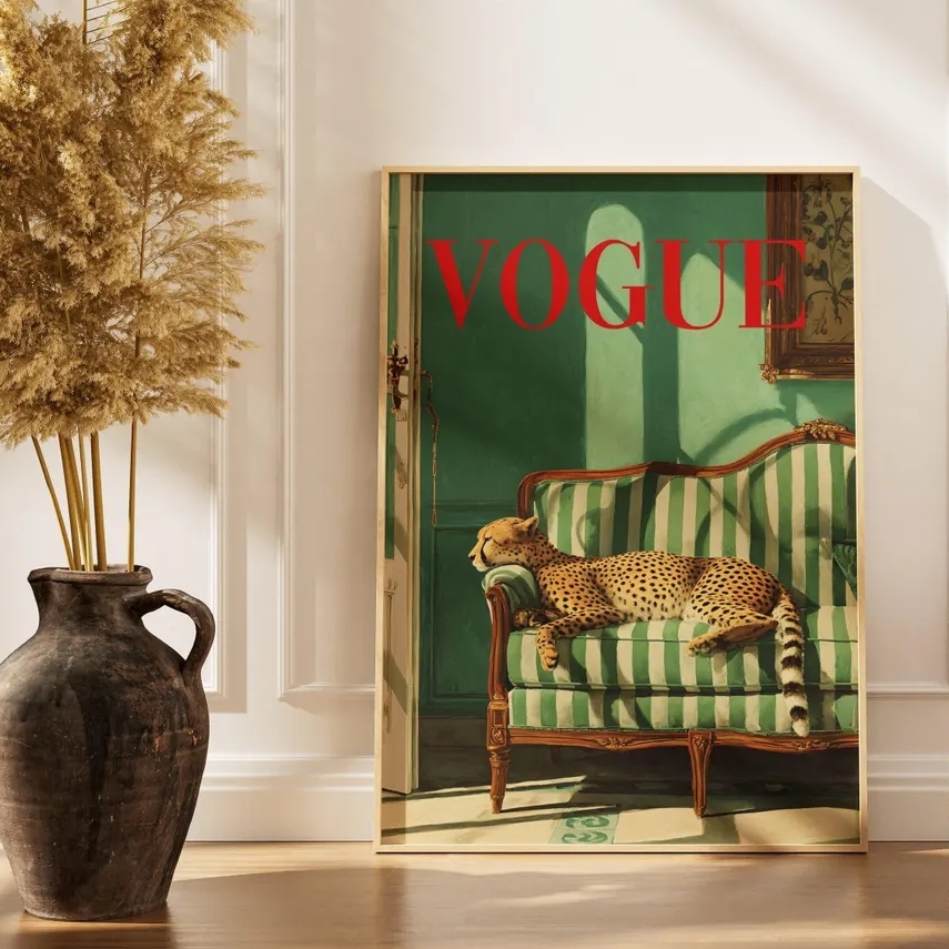 Vintage Fashion Magazines - Arte Murale Vintage con Animali, Stampa
