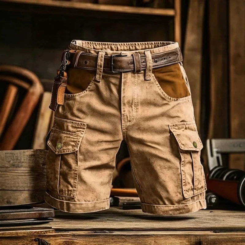 Vintage Fashion Style Men - Pantaloncini Cargo Estivi da Uomo di