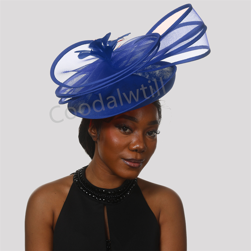 Vintage Fashion Hats - Feather Derby Hat Flower Fascinator Women