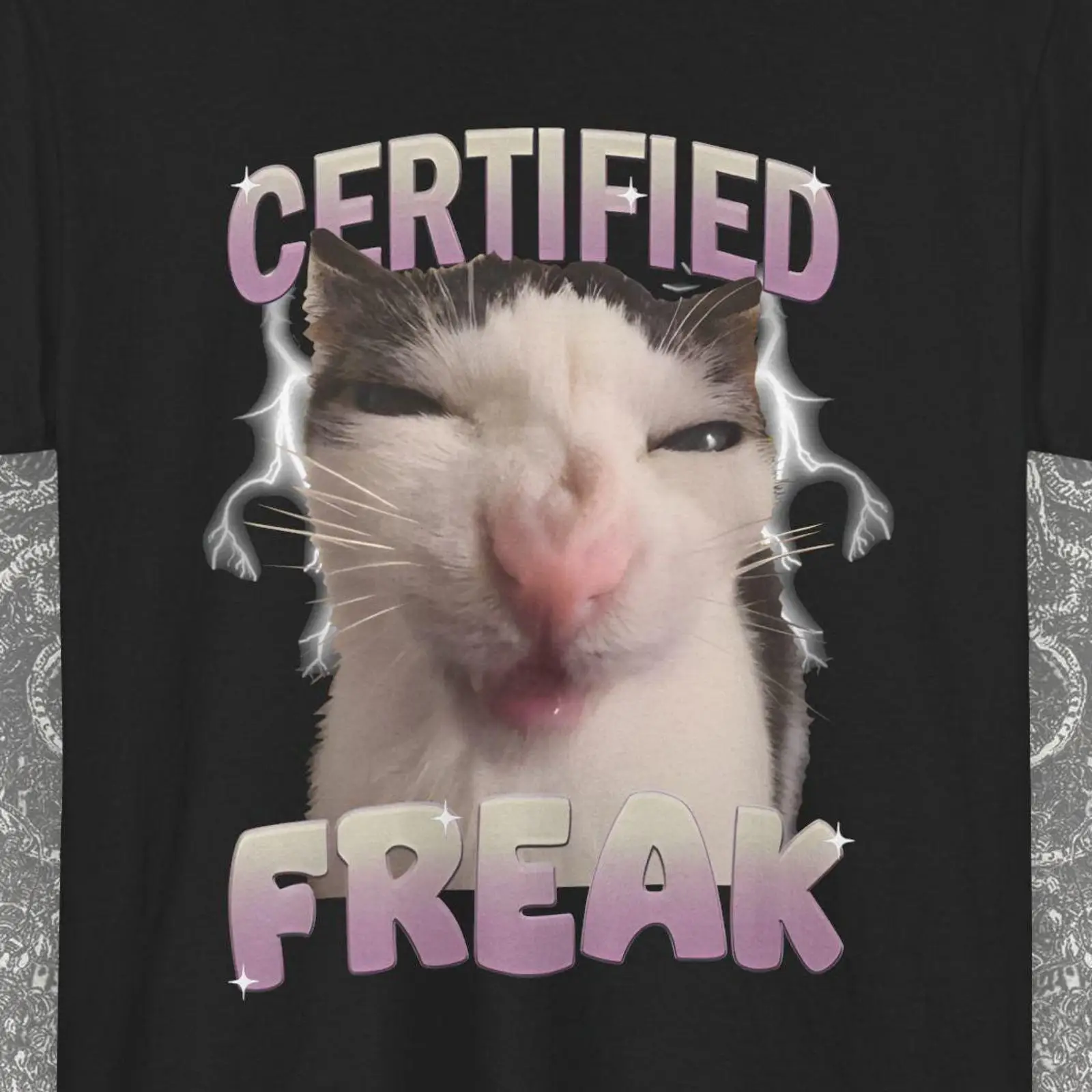 Vintage Fashion Gen Z - T-shirt Certificata Freak Funny Cat Meme