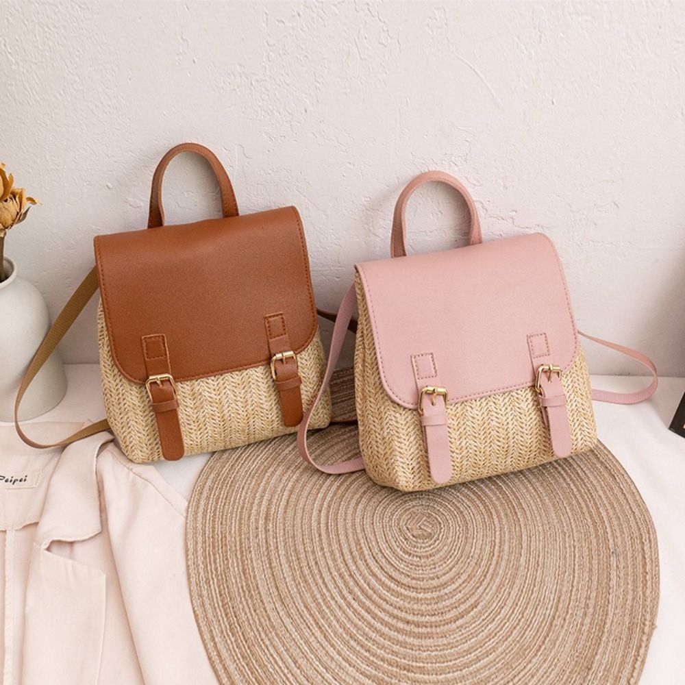Vintage Fashion Looks - Zaino in Pelle PU e Paglia