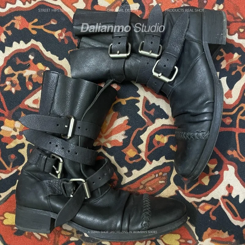 Stivali da moto in vera pelle  - Vintage Fashion Style Men recensione e prezzo